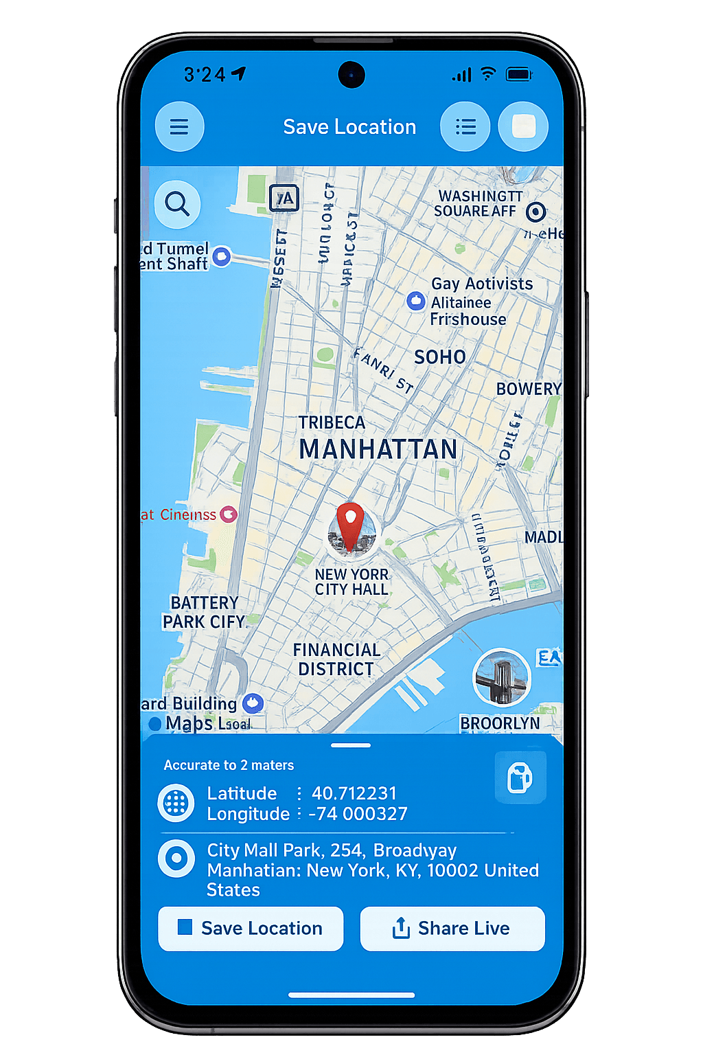 Save Location GPS app — live location sharing